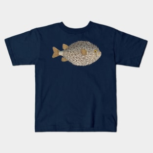 Pufferfish Vintage Fish Marine Biology Natural History Scientific Illustration Kids T-Shirt